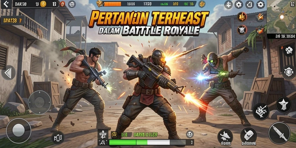 Screenshot DAYA138 menampilkan aksi seru dalam Battle Royale.