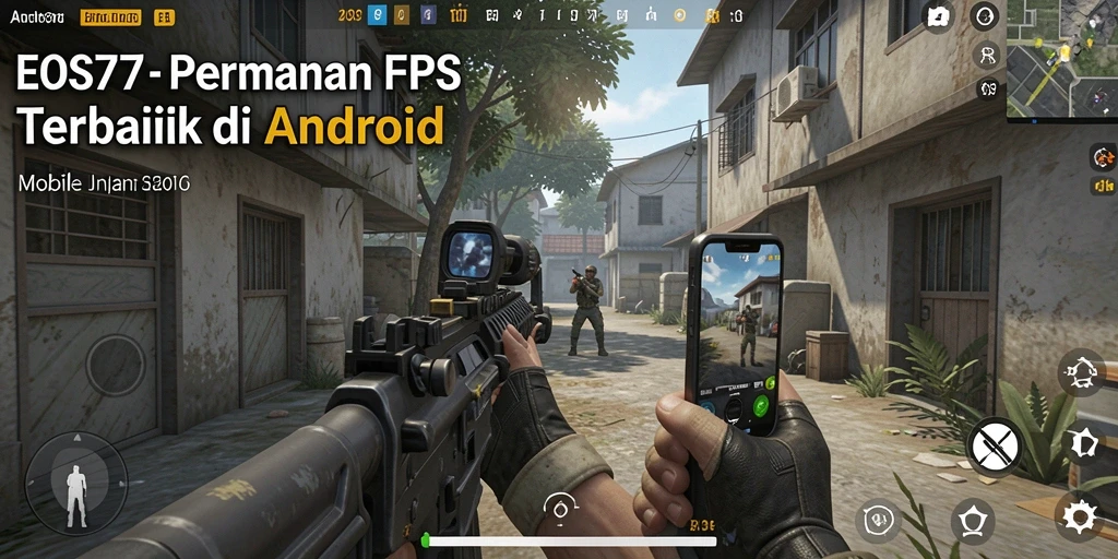 Screenshot gameplay EOS77 menampilkan aksi tembak-menembak yang mendebarkan.