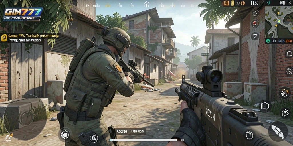 Screenshot gameplay GIM777 dengan aksi menembak yang mendebarkan.