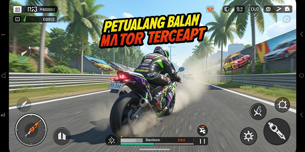 Gameplay seru HO3 dengan balapan motor yang cepat dan menarik.