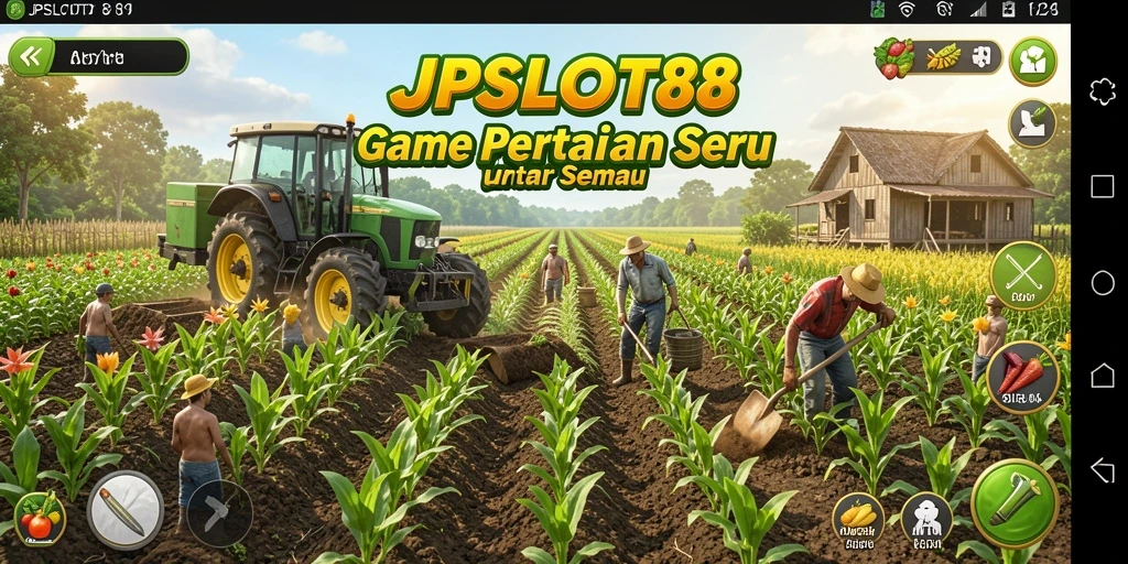 Tampilan gameplay JPSLOT88 dengan aktivitas pertanian yang menarik.
